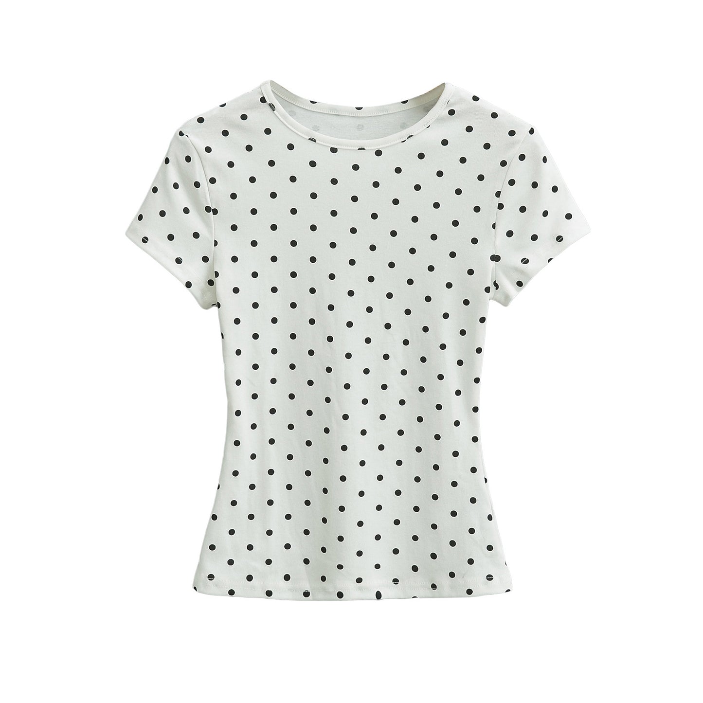 Dame T-shirt med polka-prikker og elastisk komfort Stilla