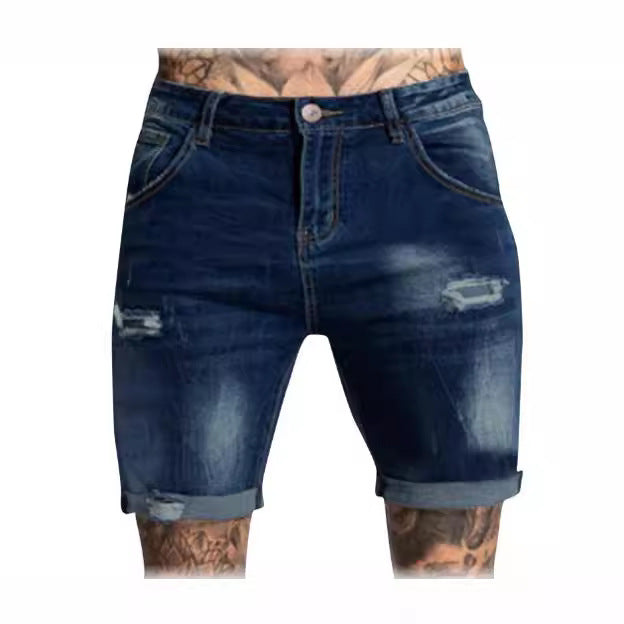 Herre kort jeans i afslappet Destroyed-stil med høj bærekomfort Stilla
