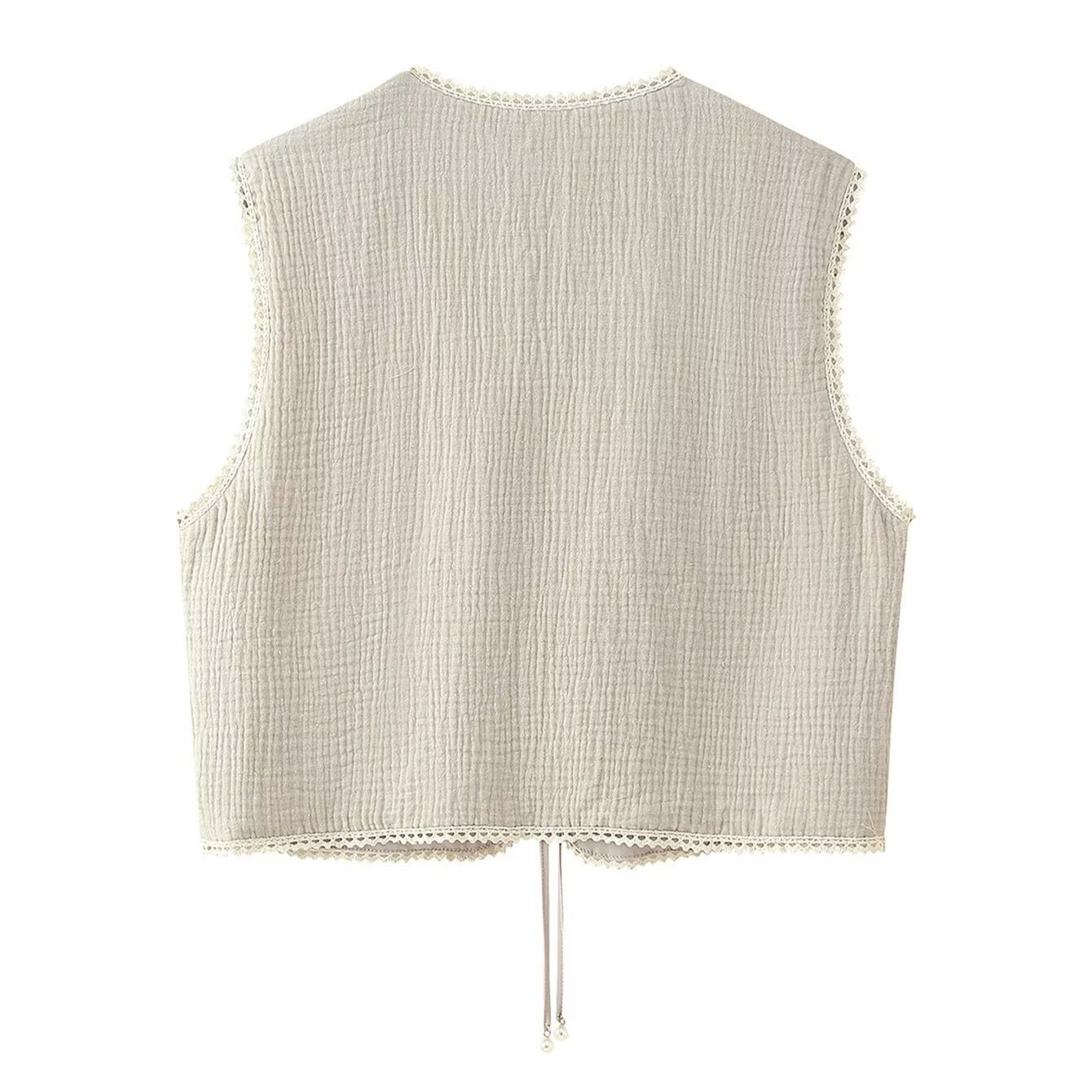 Damer broderet vest med fine flæsedetaljer Stilla