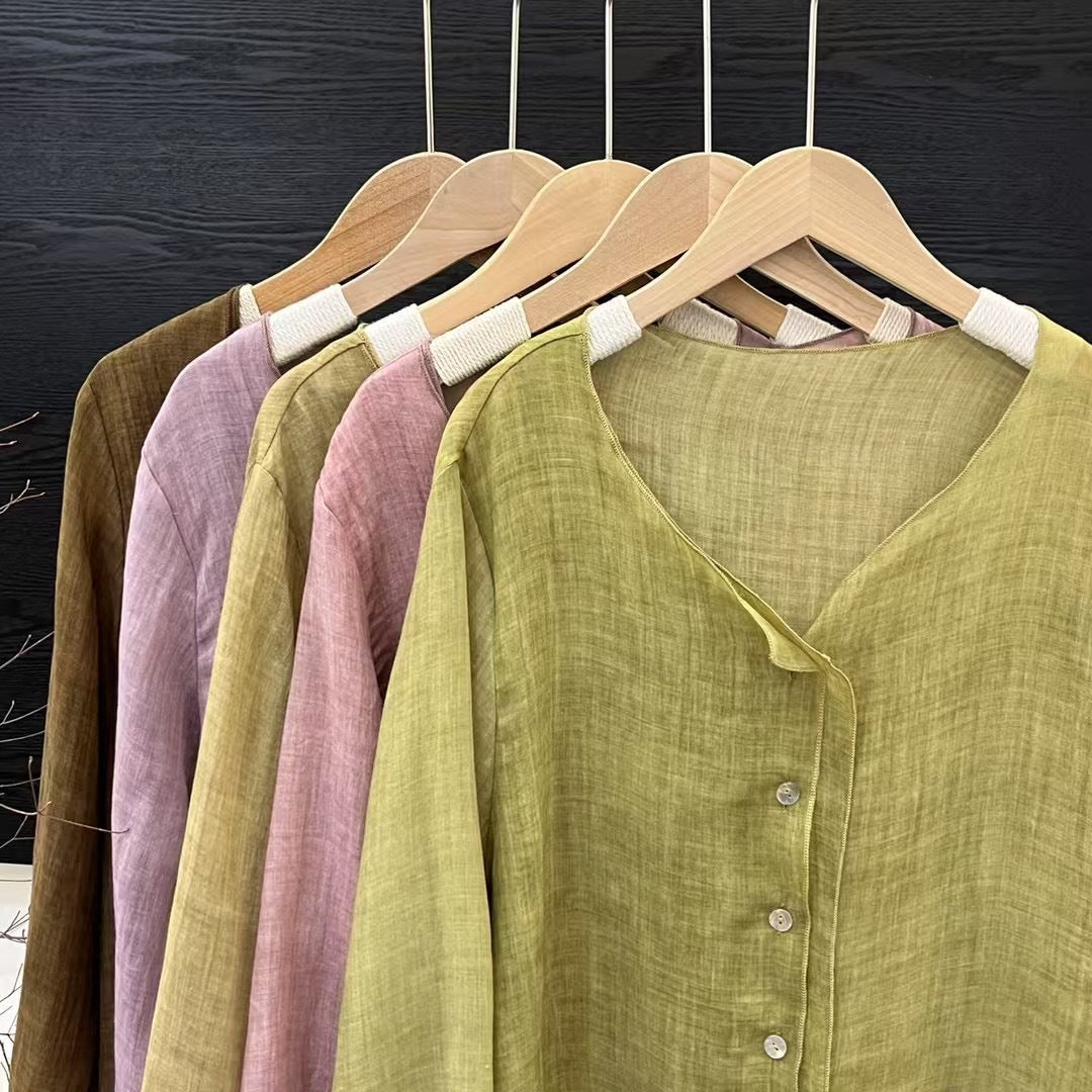 Femme Letvægts Button-Up Skjorte med asymmetrisk Kant Stilla