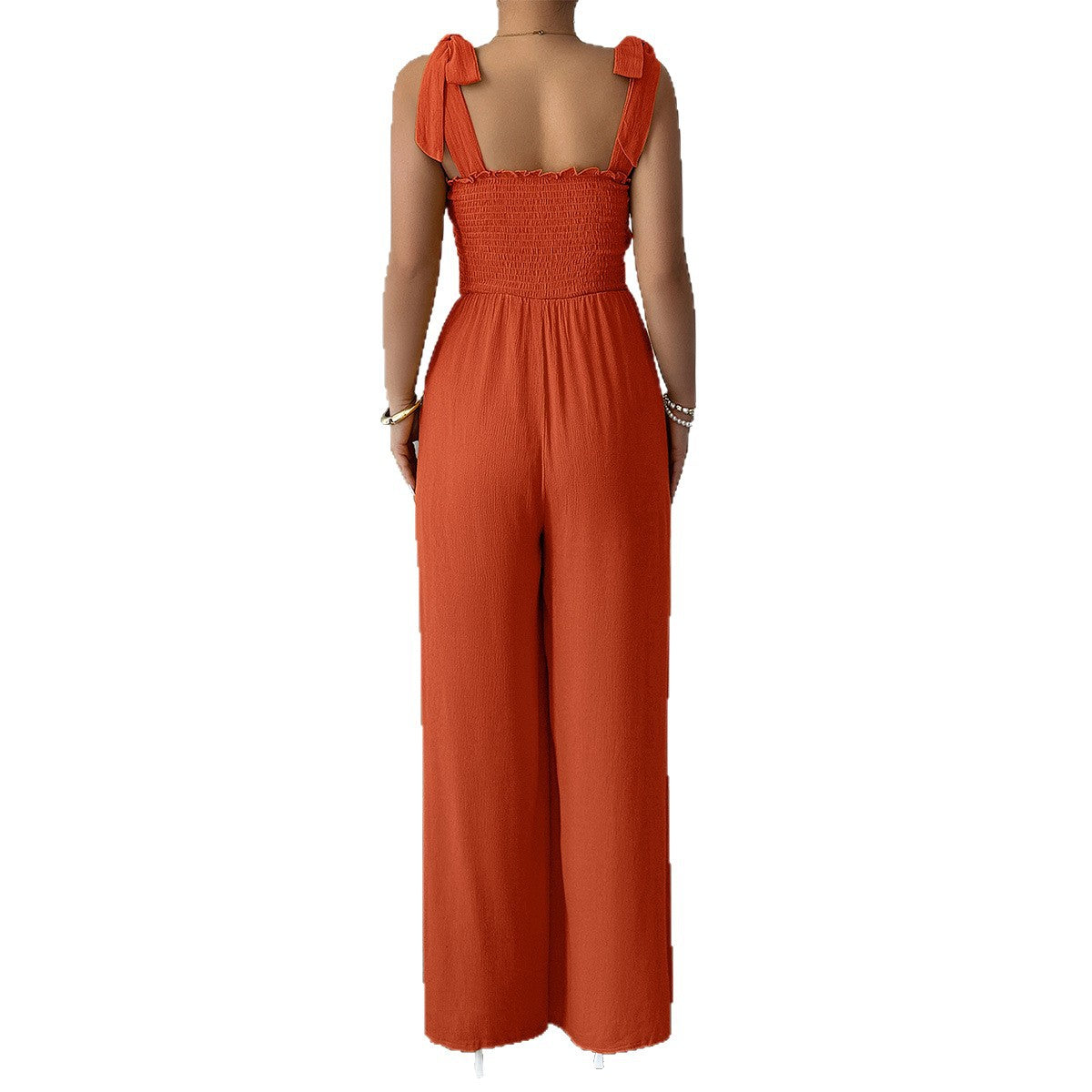 Dame Jumpsuit med ruchedetaljer og elastisk overdel Stilla