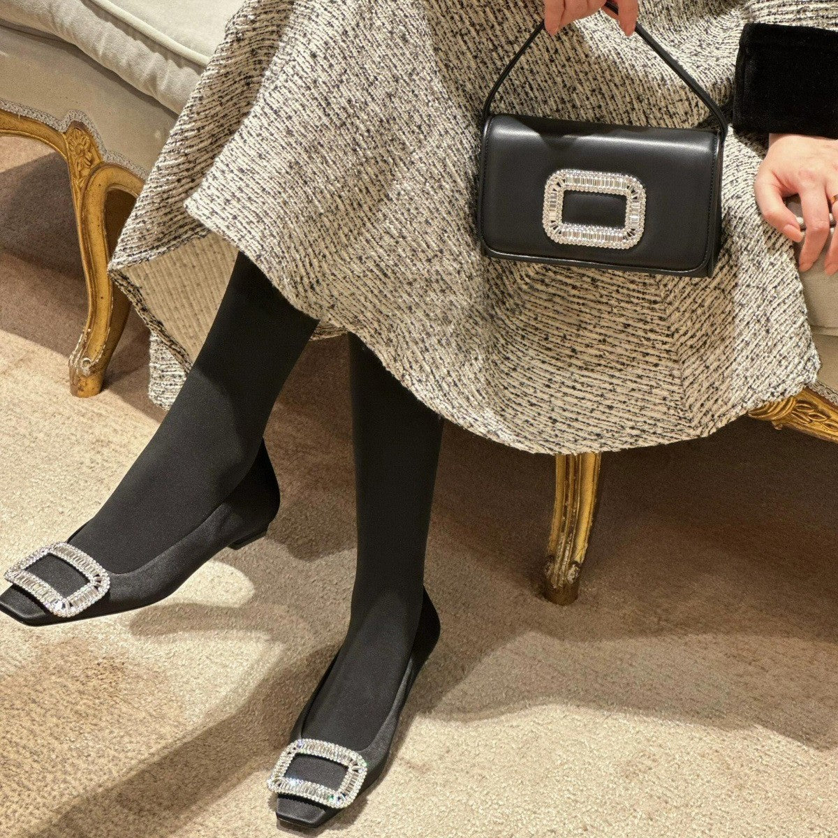 Dame elegante Ballerinas med smykke sten spænde detalje Stilla