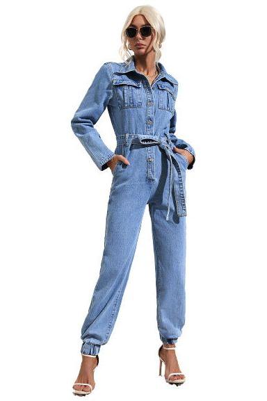 Stilla | Casual Slim Fit Denim Jumpsuit