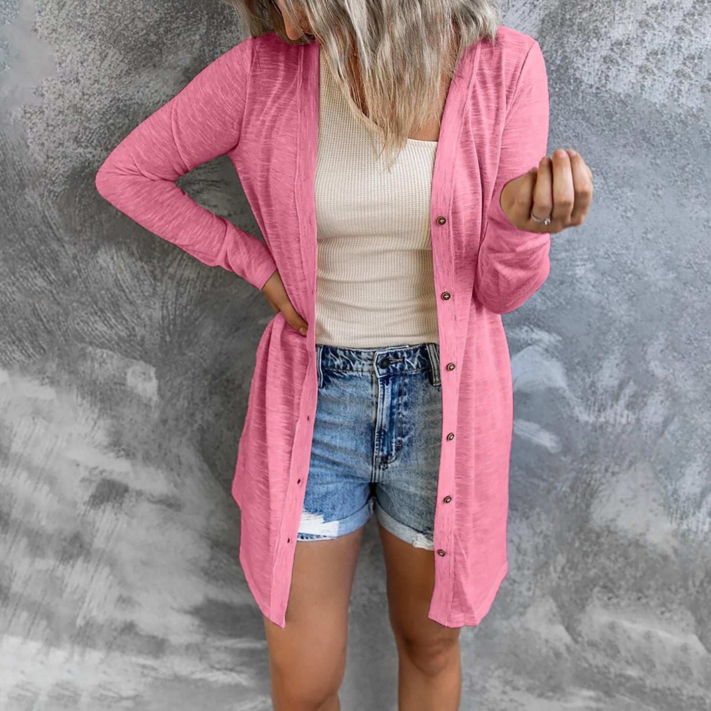 Stilla | Langærmet Cardigan med Knapper