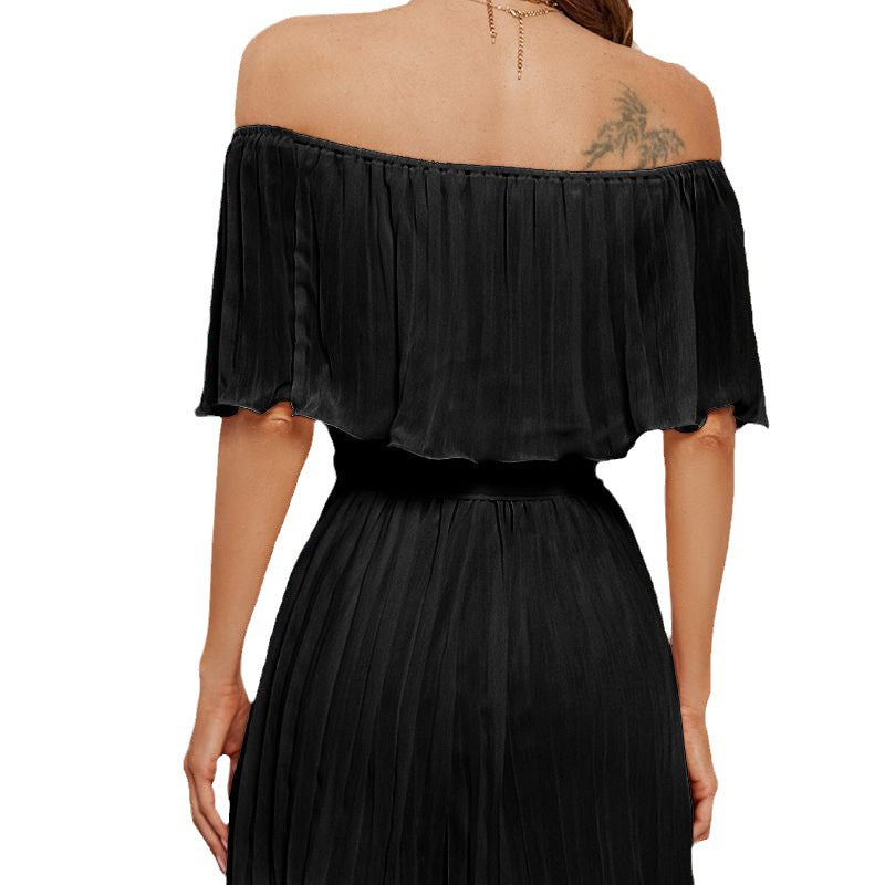 Dame Jumpsuit med elegant flæse og justerbart taljebælte Stilla