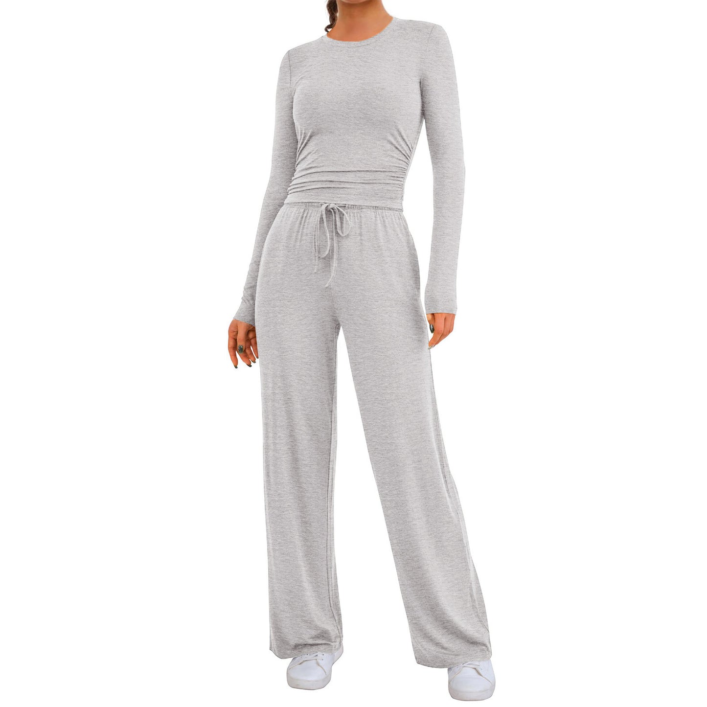 Dame behagelig jumpsuit med lange ærmer og elastisk talje Stilla