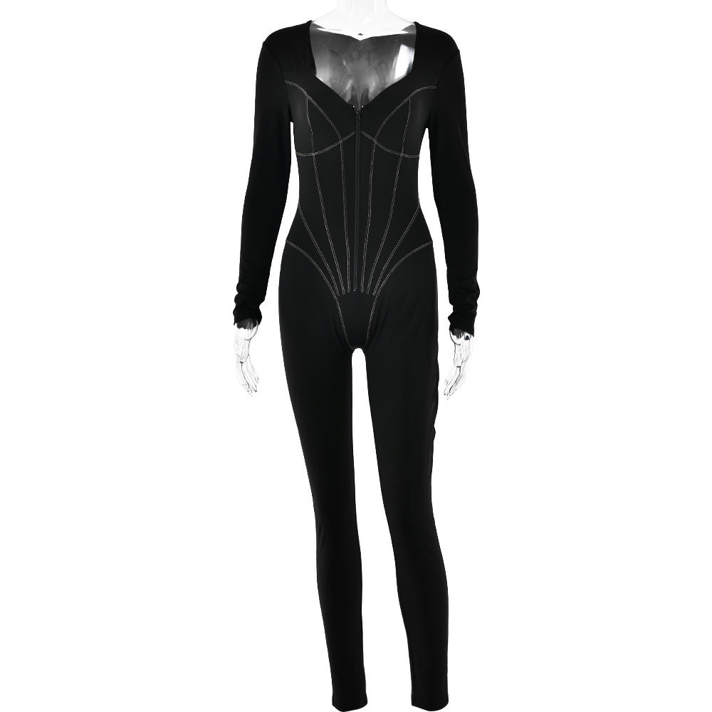 Dame elegant jumpsuit med åndbart stof og ekstravagante draperinger Stilla