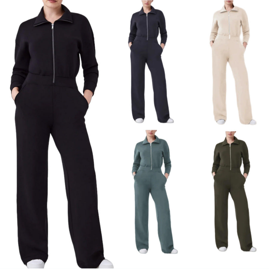 Dame Sporty Jumpsuit med høj krave og praktiske lommer Stilla