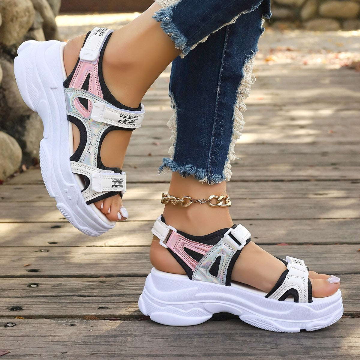 Dame Sporty Sandaler med justerbare remme og polstret sål Stilla
