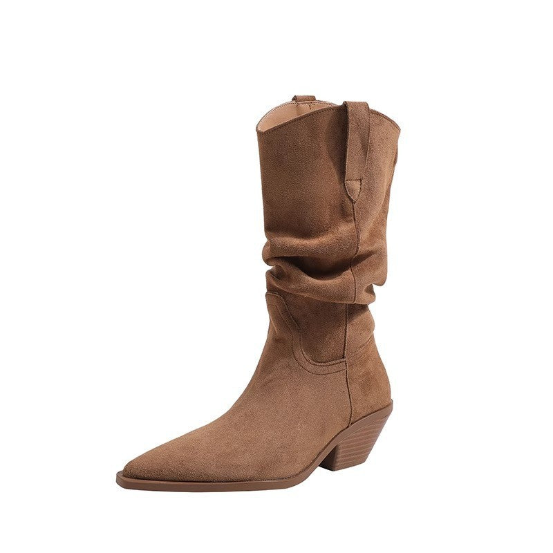 Femme Slouchy SUEDE Ankelstøvler med blokhæl Stilla