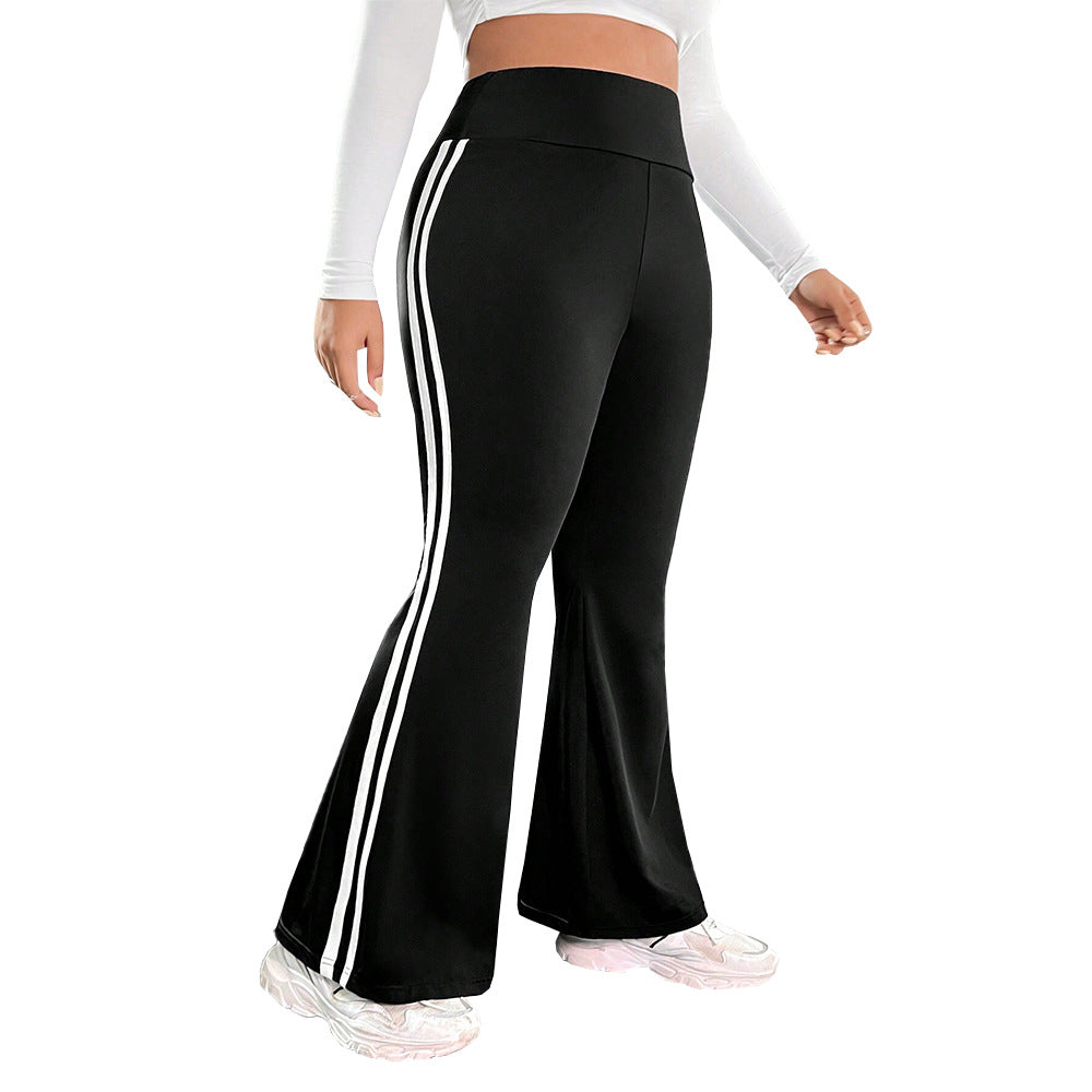 Damer Sporty Flared Leggings med elastisk talje og sidelange striber Stilla