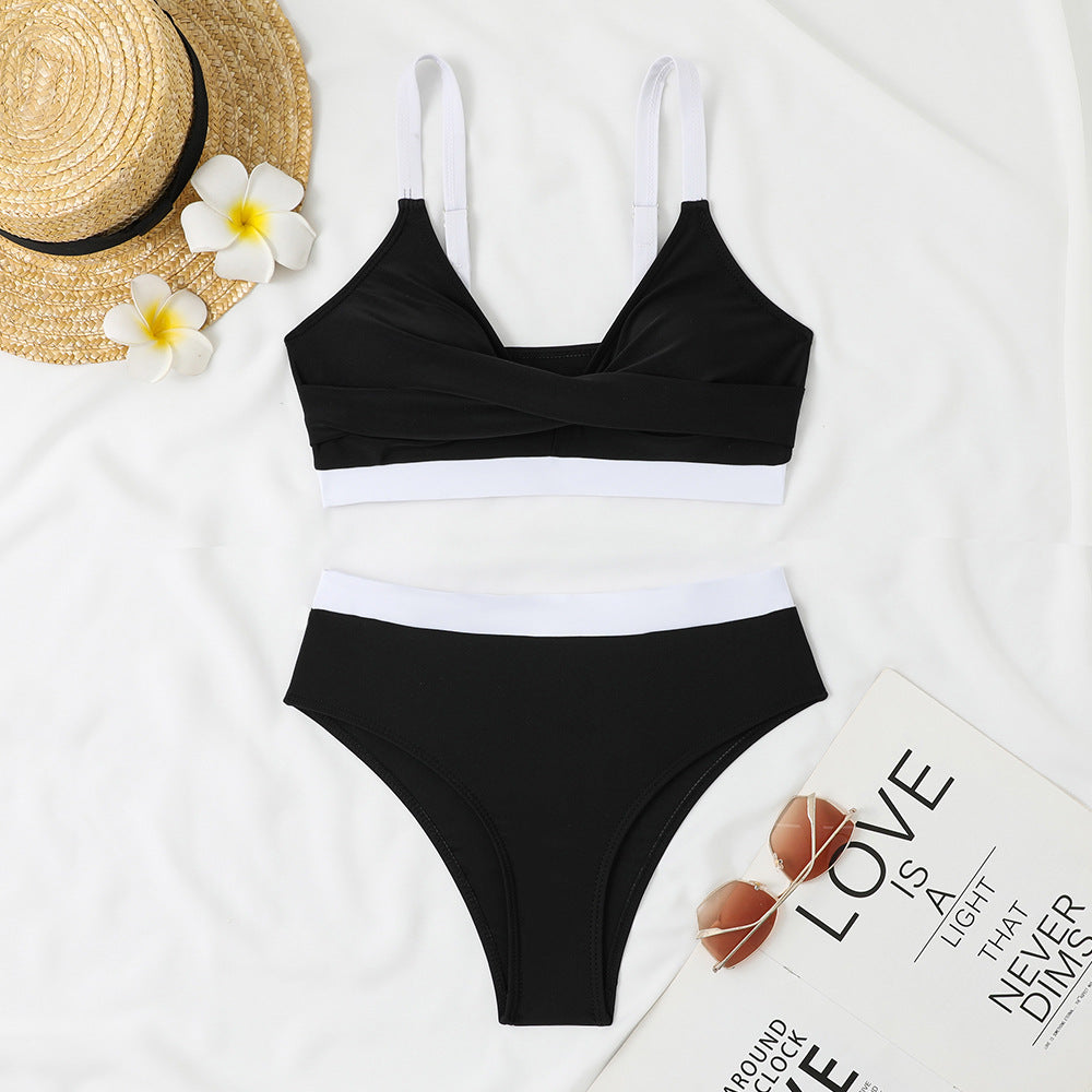 Dame Sporty Bikini-sæt med afslappet top og højt siddende bund Stilla