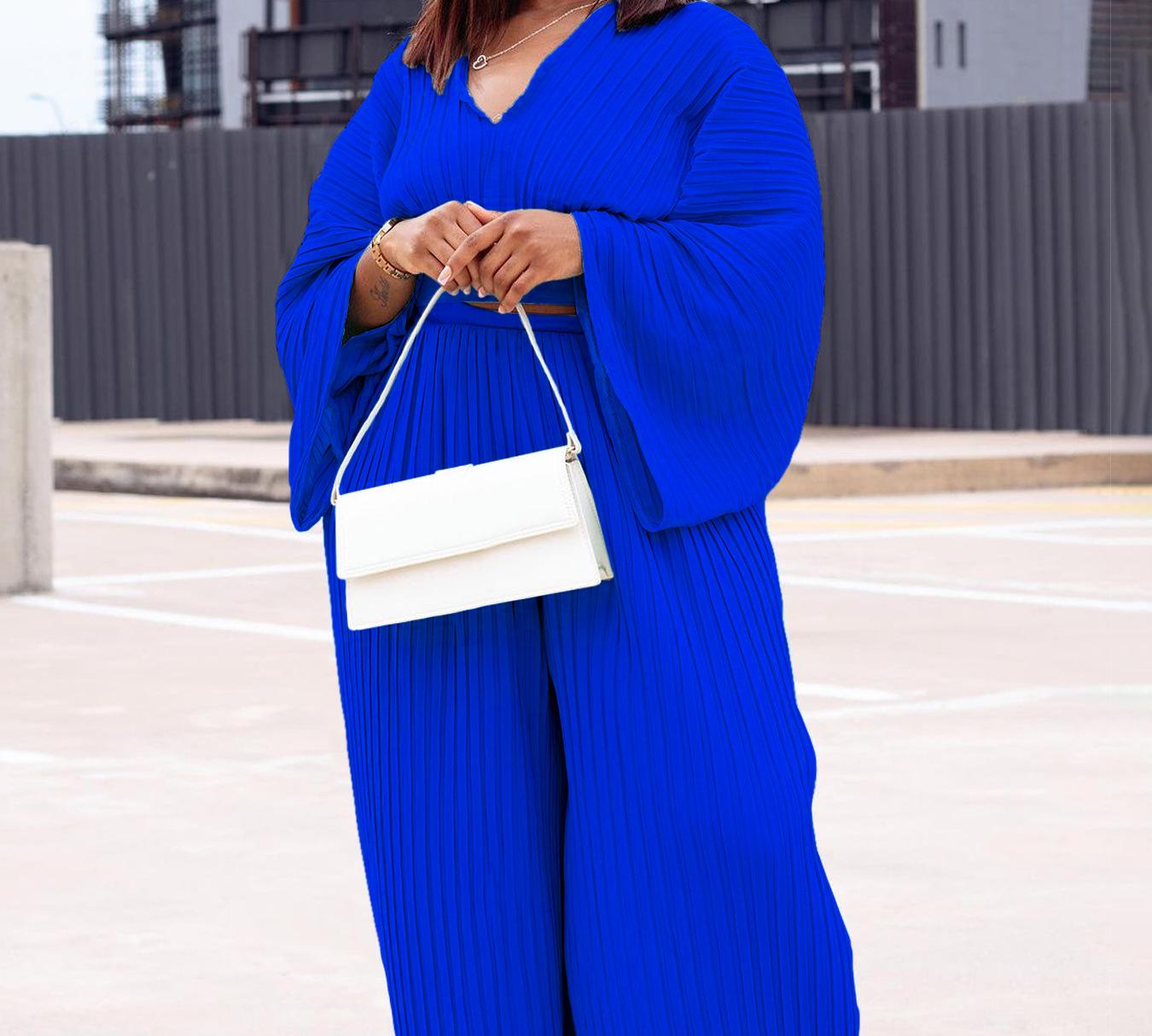 Dame Plisseret Jumpsuit med Oversize-ærmer Stilla