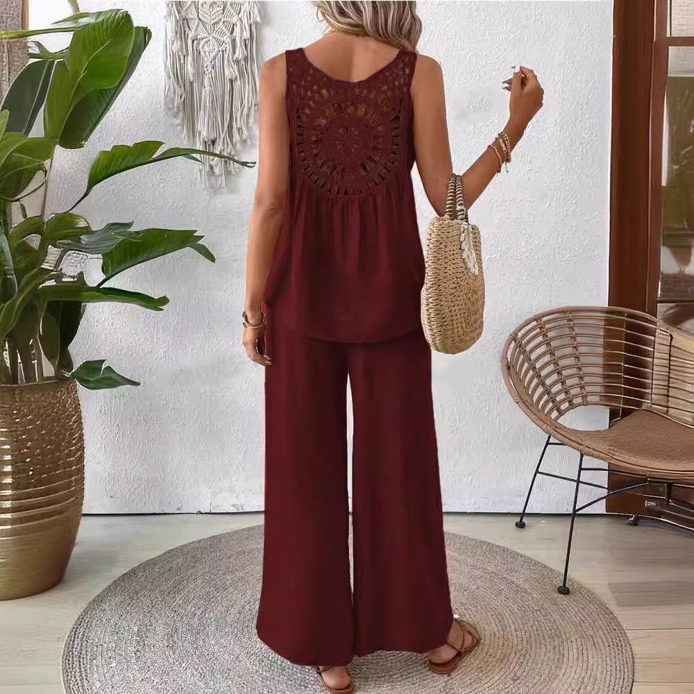 Dame Relaxed Fit Bredbenet Jumpsuit Stilla