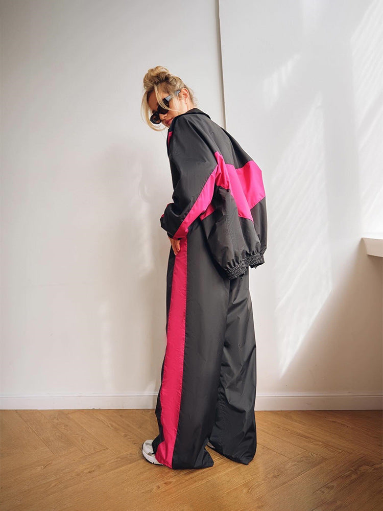 Stilla | Trendy Kontrast Cardigan Top Bukser Sportsdragt