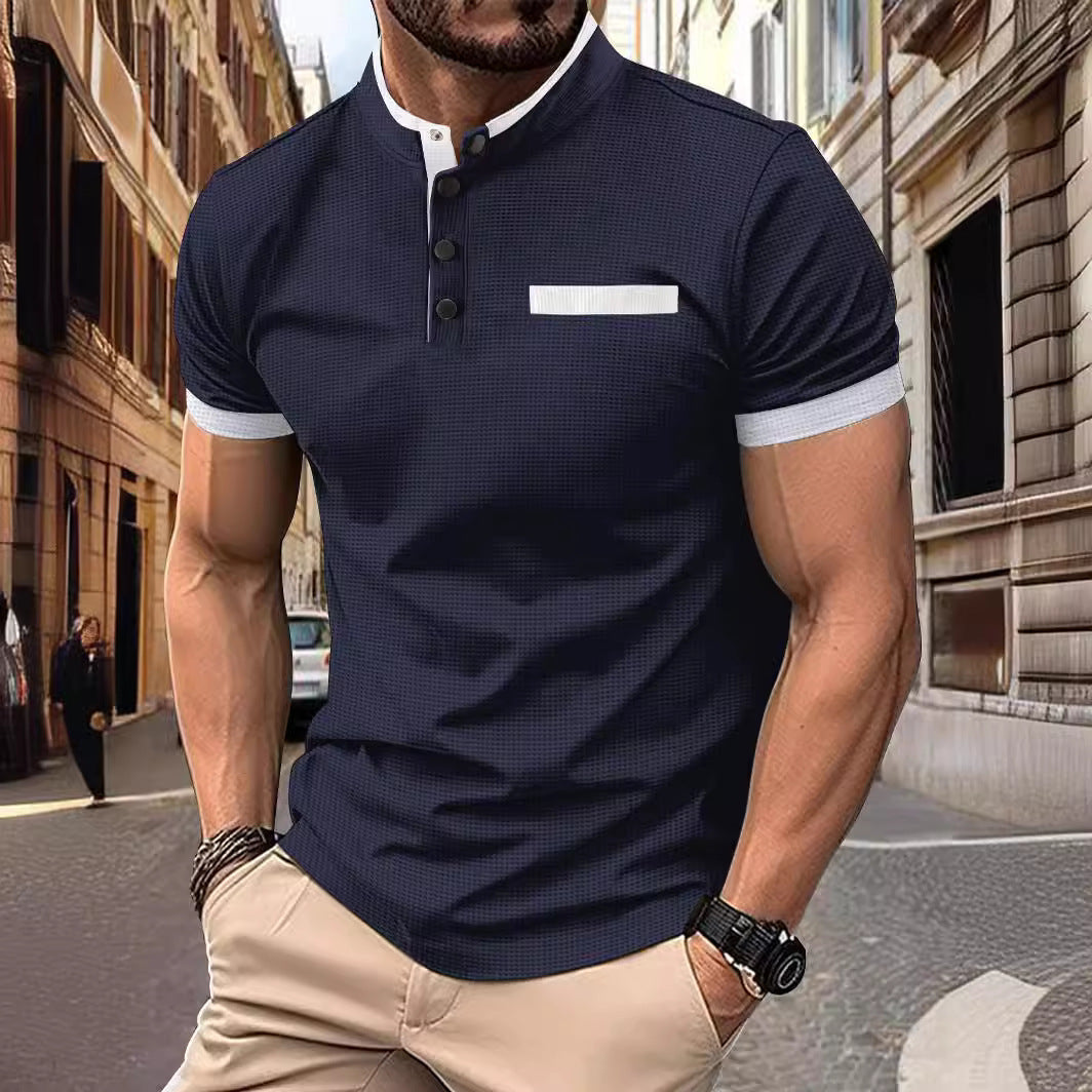 Herren Kortærmet Poloshirt med moderne krave og struktureret design Stilla