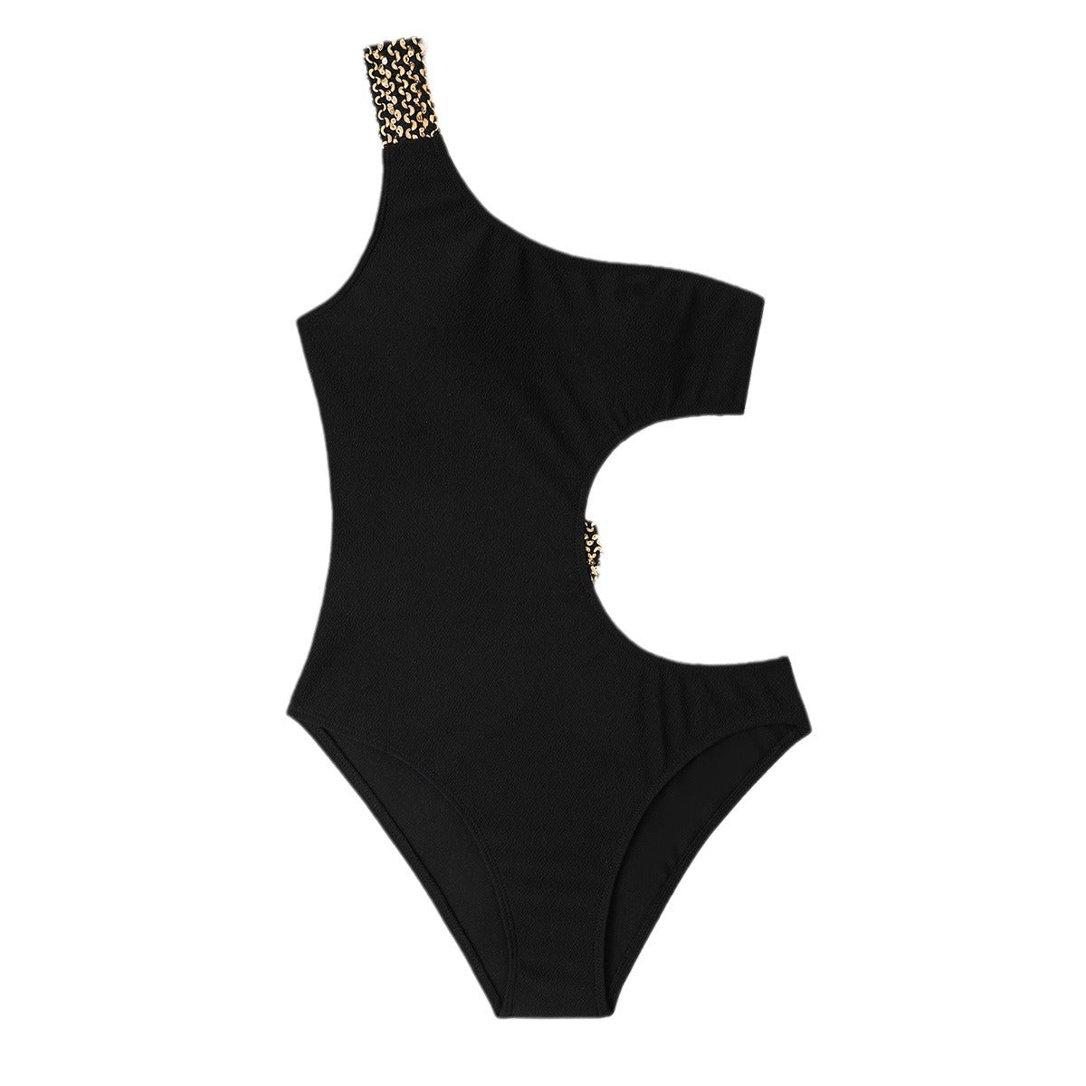 Dame et stykke badetøj med elegant cut-out-design og glamorøs kædeaccent Stilla