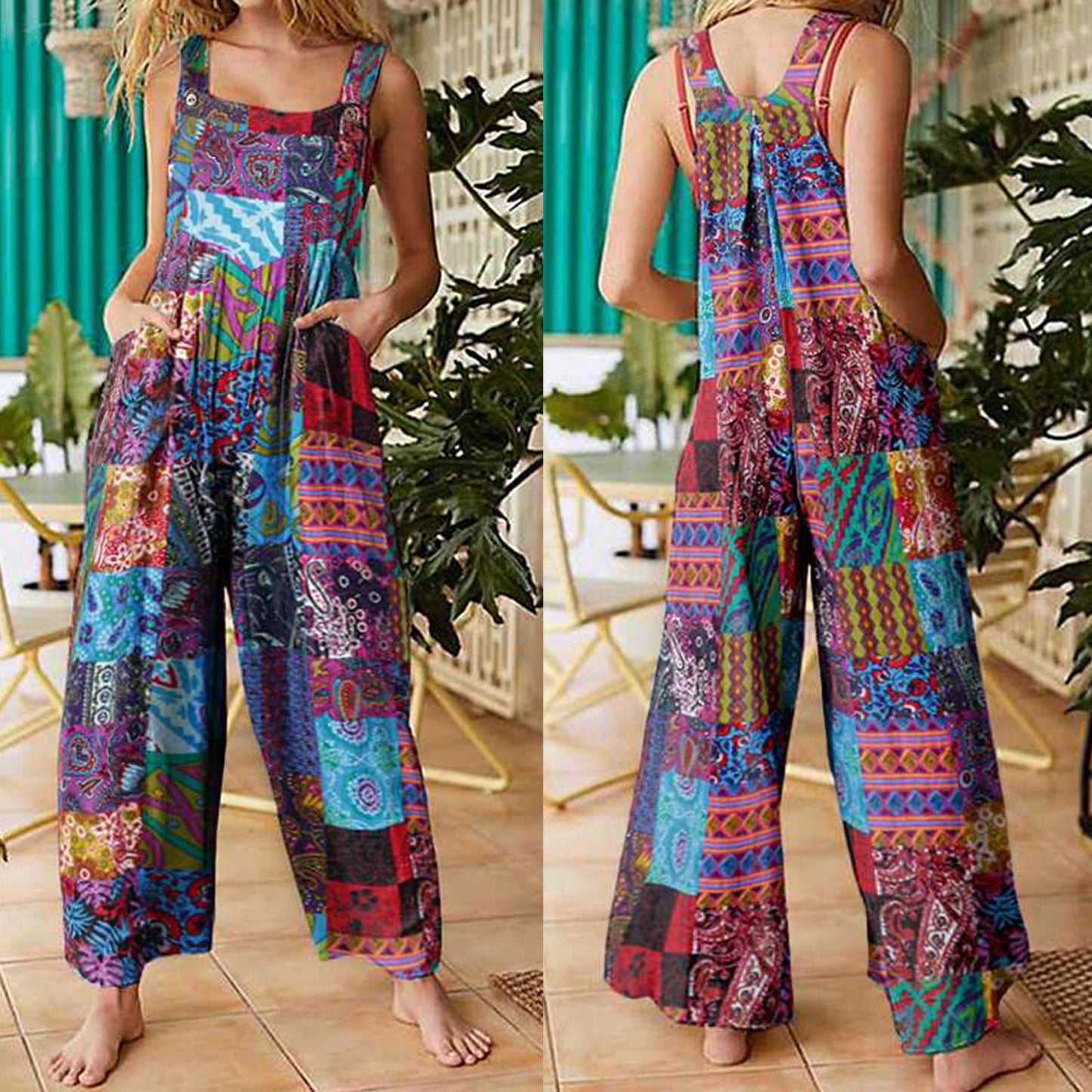 Femme justerbar stroppeskind jumpsuit Stilla