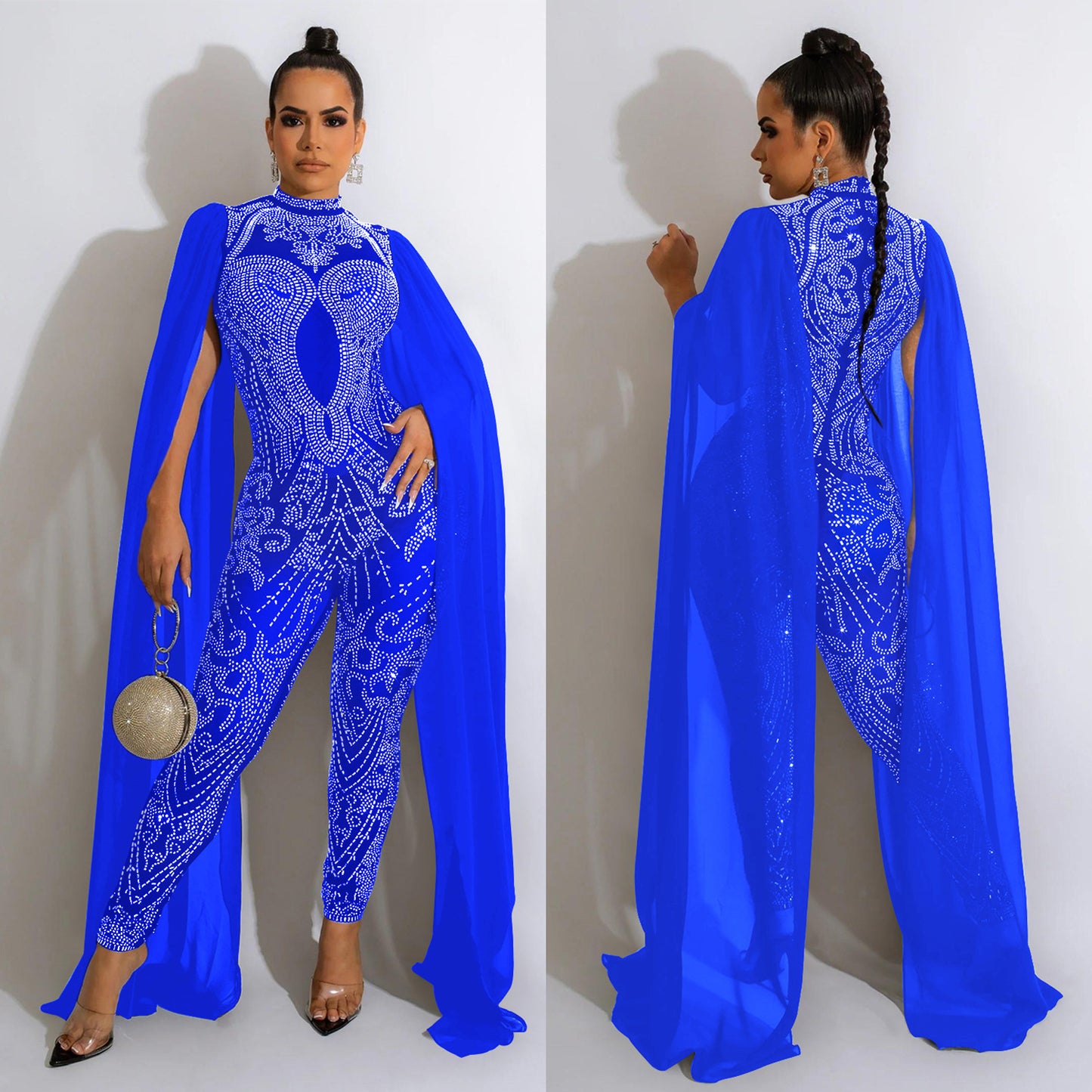 Dame Glamourøs Jumpsuit med glitrende strass og elegante overtræksdetaljer Stilla