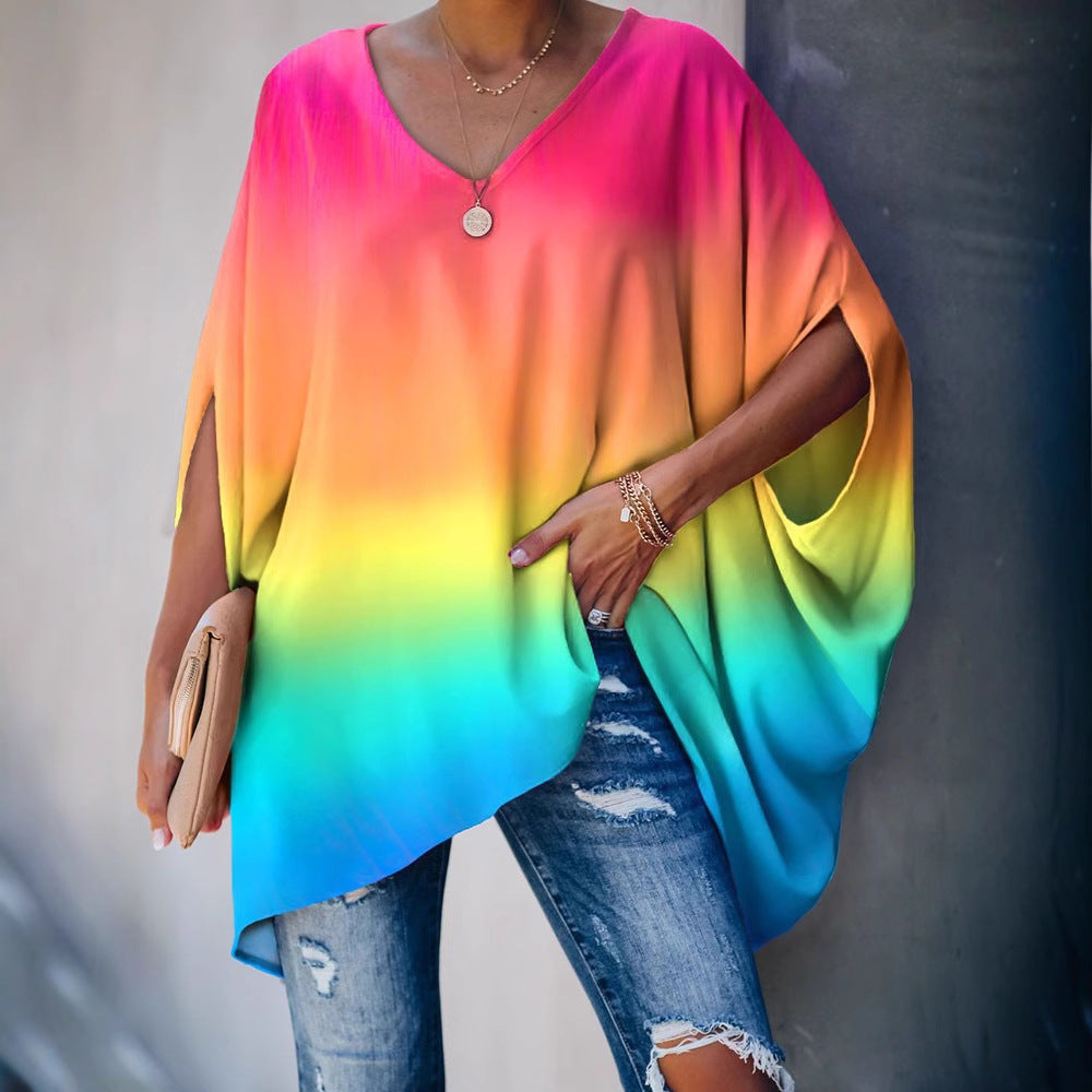 Damer afslappet oversized T-shirt med V-hals og bred pasform Stilla