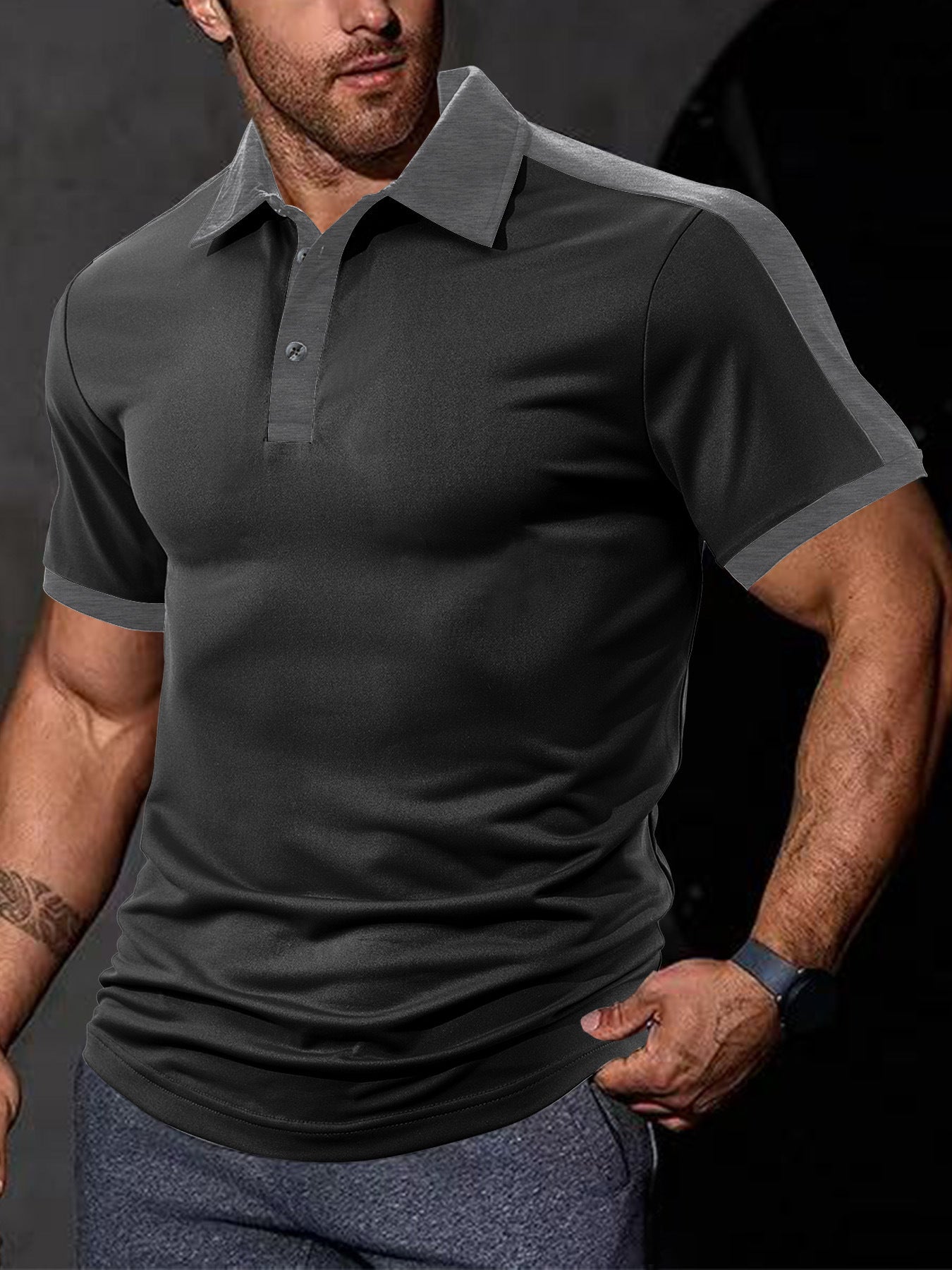 Herrer Sporty Kortärmet Poloshirt med åndbart materiale Stilla