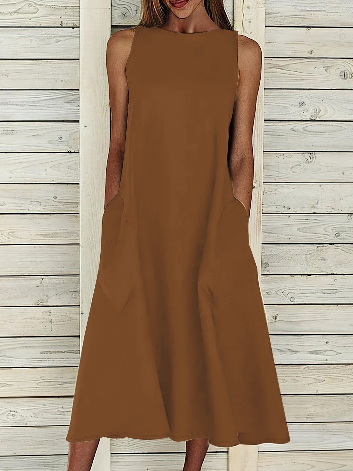 Dame afslappet maxikjole med praktiske lommer og blød skæring Stilla