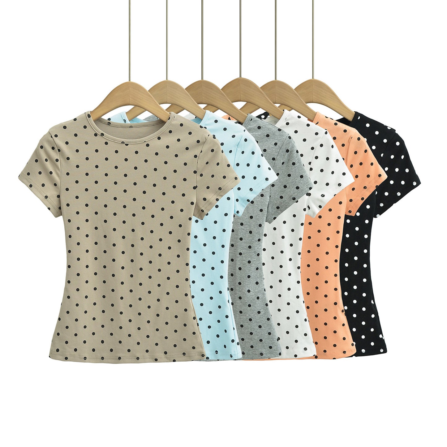 Dame T-shirt med polka-prikker og elastisk komfort Stilla