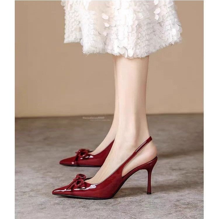 Femme Slingback spidse hæl sko med sløjfedetalje Stilla