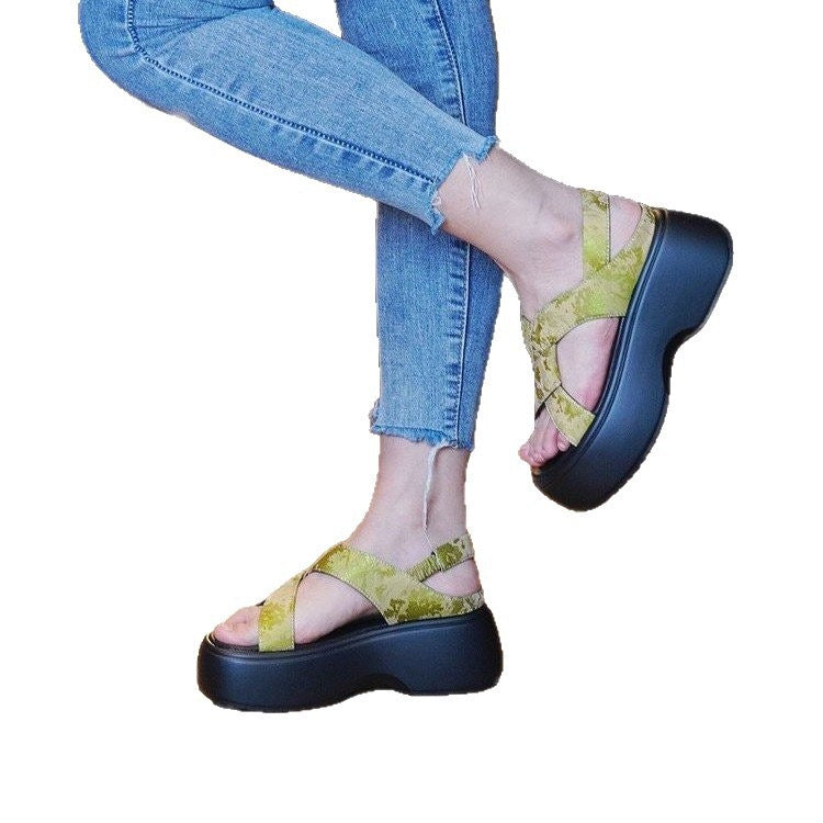 Dame plateau-sandaler med orig huile knude-design og komfortabelt fodsenge Stilla