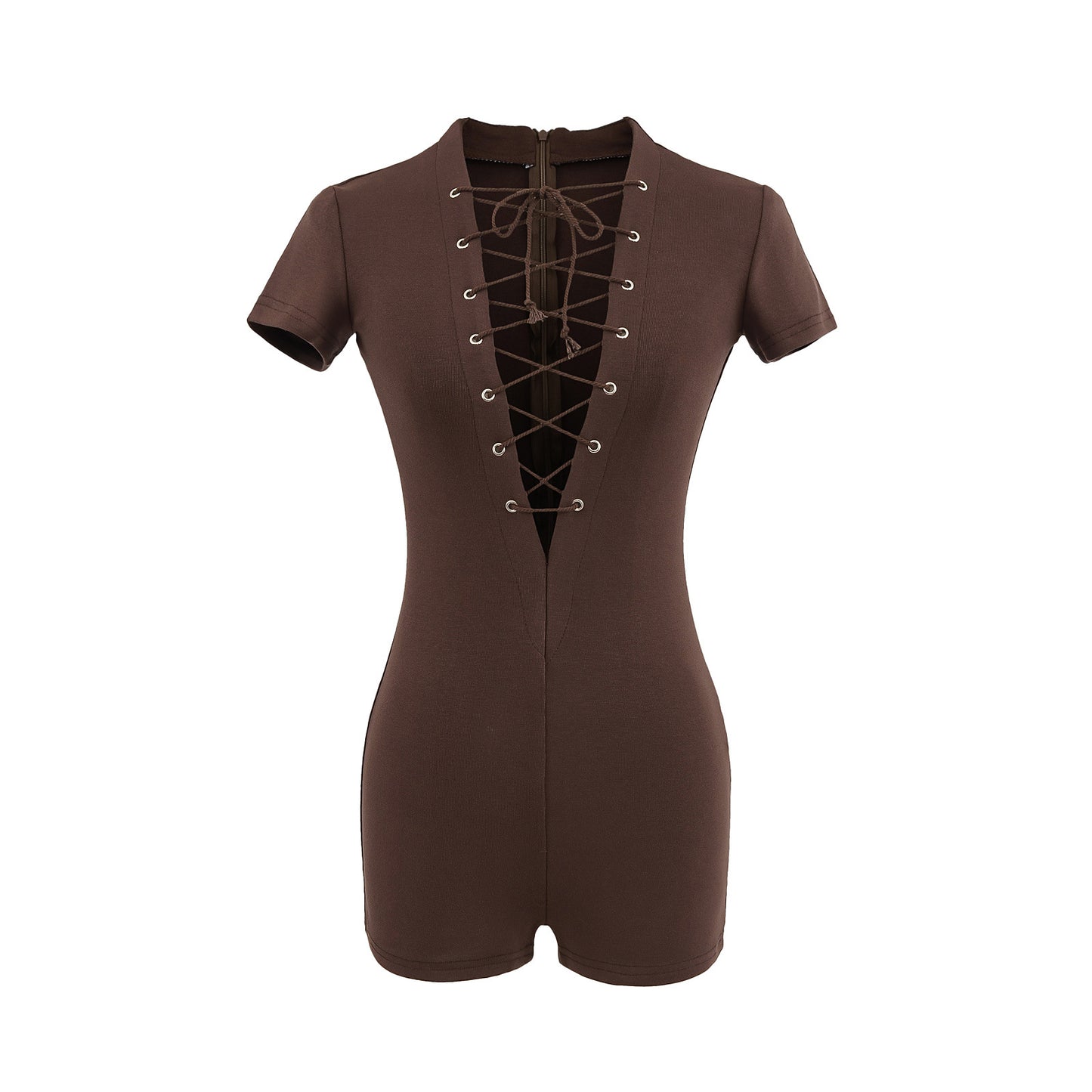 Dame jumpsuit med dyb V-udskæring og moderigtigt snøredesign Stilla