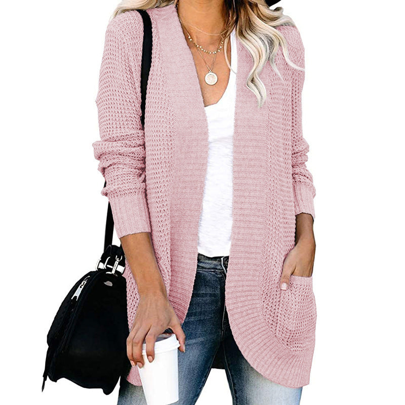 Dame casual strikcardigan med lommer og åben front Stilla