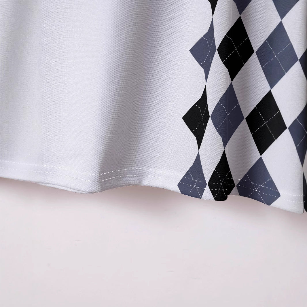 Herre Poloshirt med unikt Skull-Golf-motiv og moderne ternet mønster Stilla