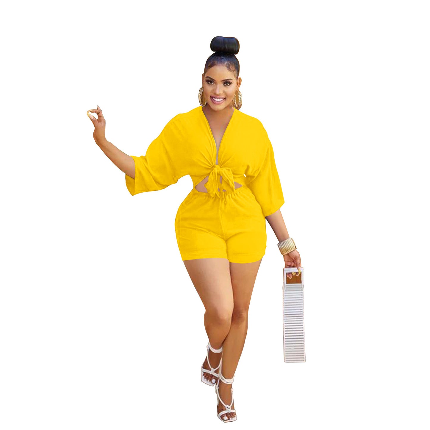 Dame moderne Cut-Out Jumpsuit med elegant knude-detalje Stilla