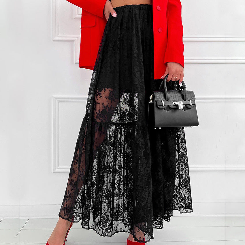 Dame Gennemsigtig Blonde Skirt Stilla