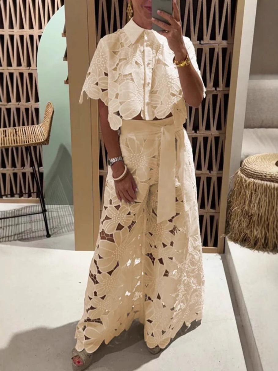 Dame elegante bluser og brede bukser Stilla
