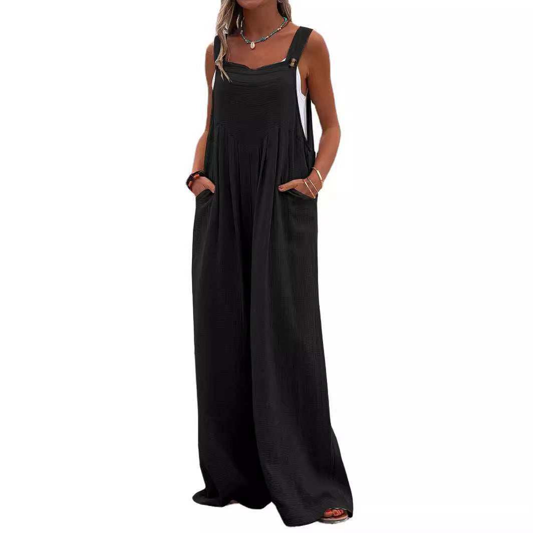 Dame Casual Jumpsuit med brede ben og lommer Stilla