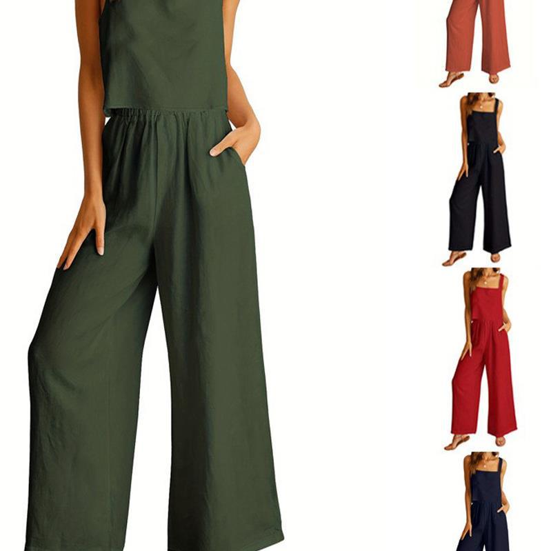 Dame bred jumpsuit med elegant snit og elastisk taljebånd Stilla