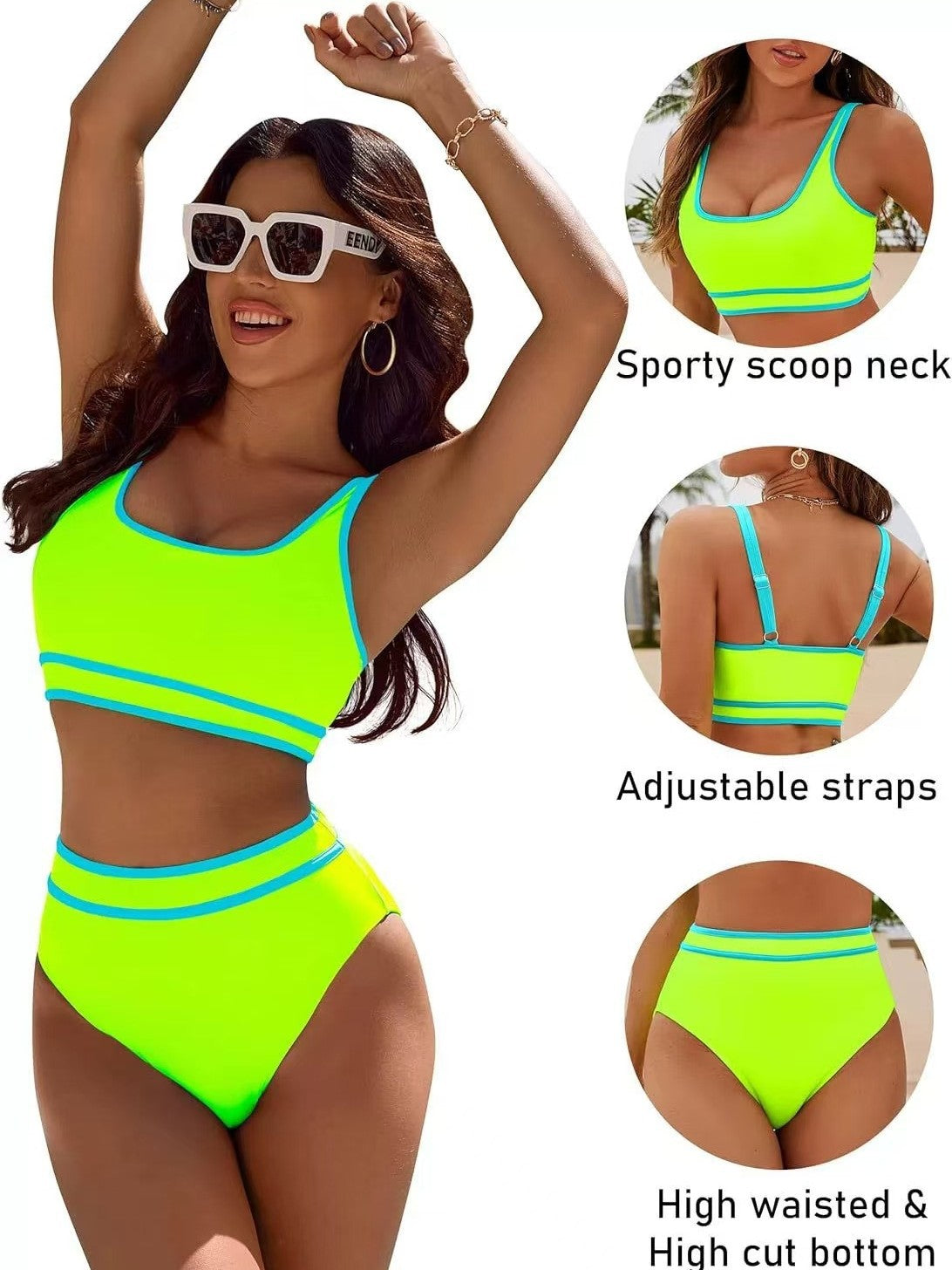 Dame Sporty bikini sæt med høje trusser og brede stropper Stilla
