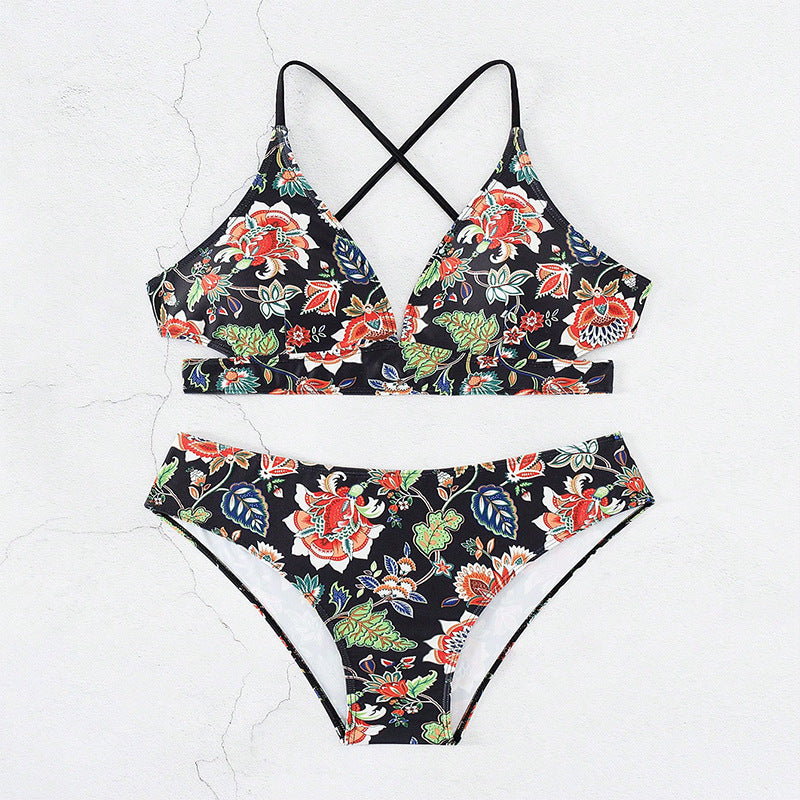 Dame Bikini-sæt med blomsterdesign og højtaljede underdele Stilla