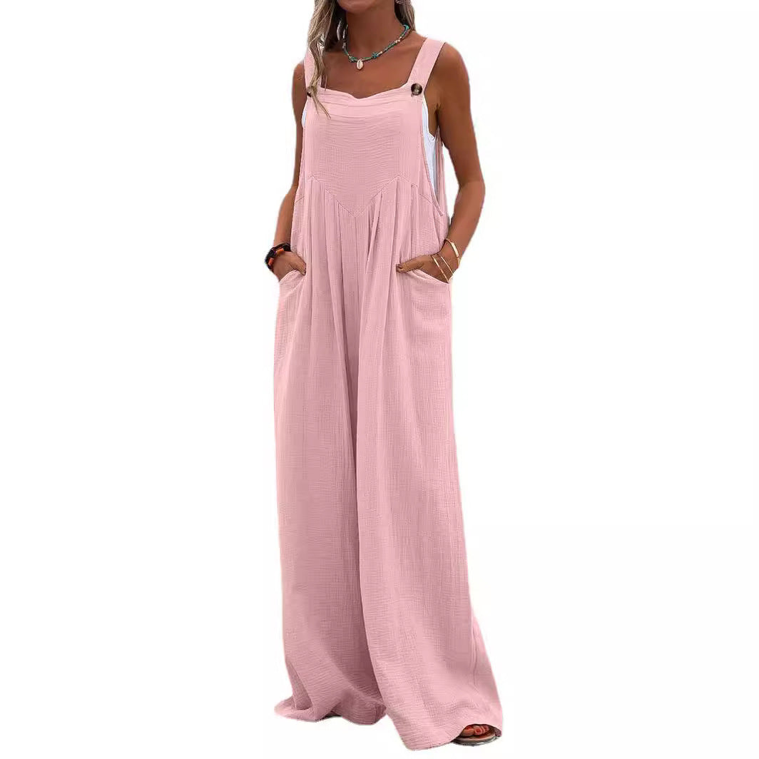 Dame Casual Jumpsuit med brede ben og lommer Stilla