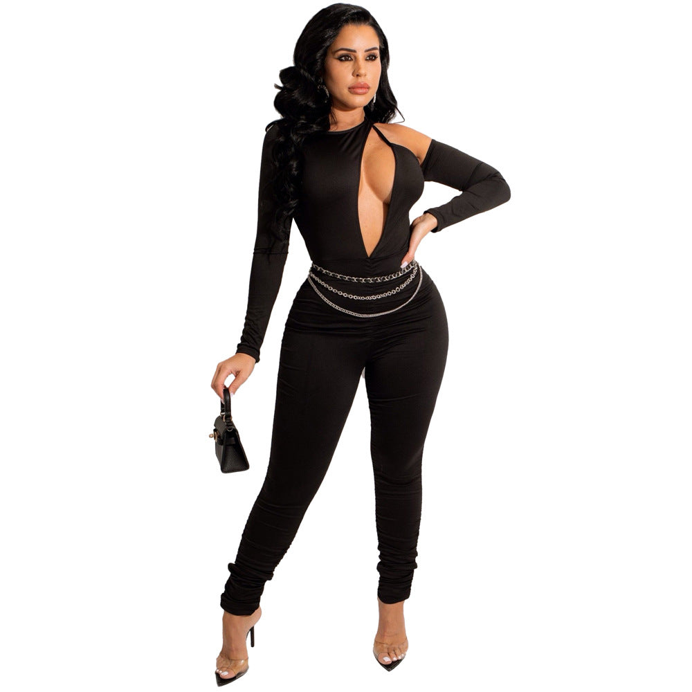 Dame Elegant Jumpsuit med iøjnefaldende Cut-Out-detaljer og luksuriøs bælte Stilla