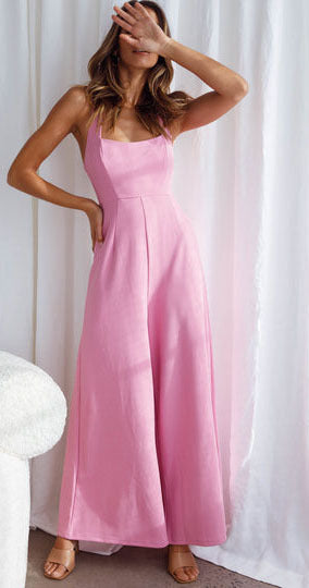 Damer Elegant Jumpsuit med bred ben Stilla