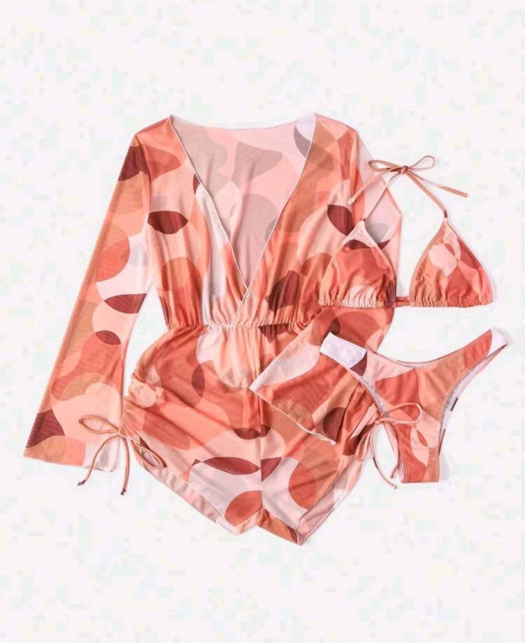 Dame Strand-outfit med smart indpakningsoberdel og matchende bikini Stilla