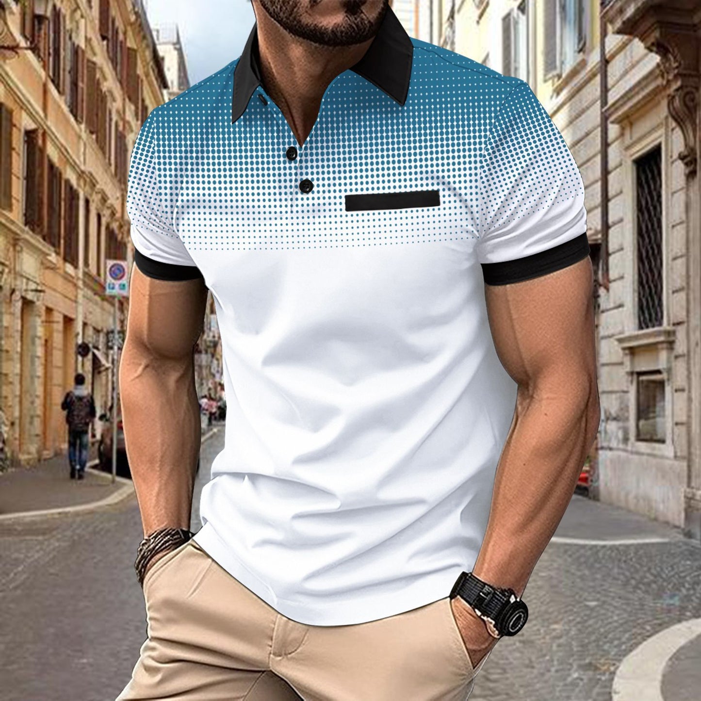 Herrer Poloshirt med moderne gradient og minimalistiske accenter Stilla