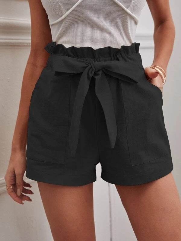 Dame højtaljede shorts med bundet detalje Stilla
