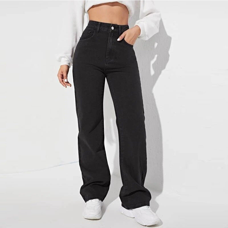 Damer bredt skåret vintage jeans med høj talje og elegant vask Stilla