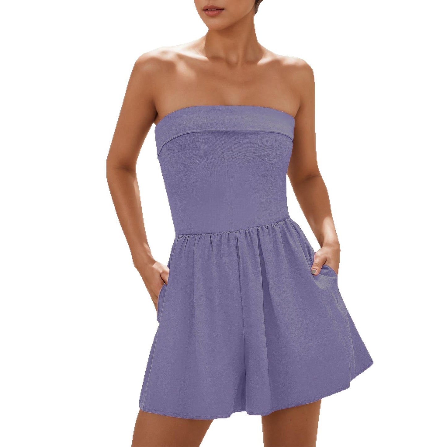 Dame ærmeløs jumpsuit med elegant snit og praktiske lommer Stilla