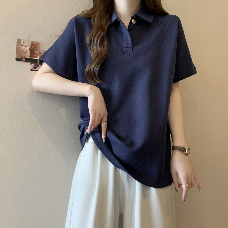 Femme Polo Stil Løs Pasform Top Stilla