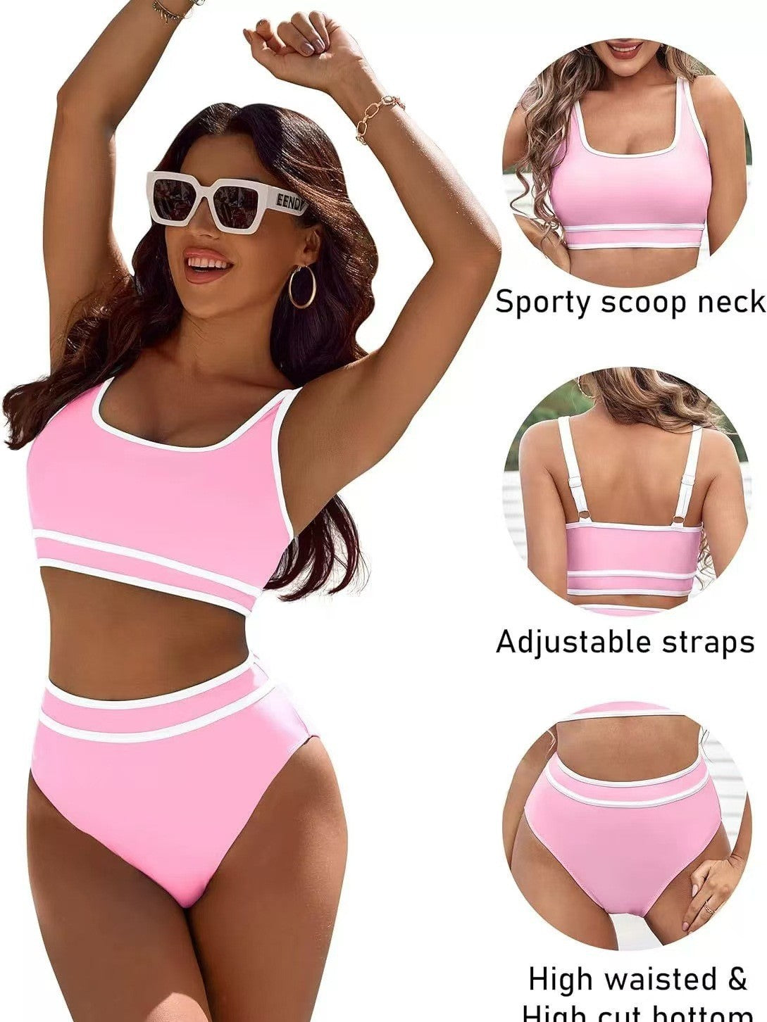 Dame Sporty bikini sæt med høje trusser og brede stropper Stilla
