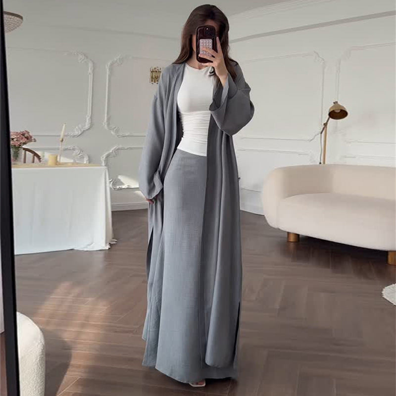 Dame Long-Cardigan med vidde skåret nederdel og figursyet overdel Stilla